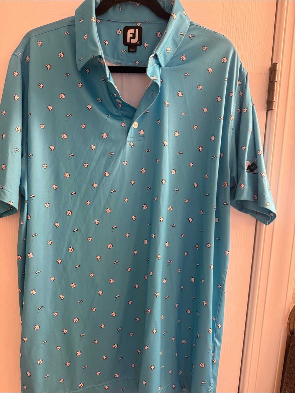 FootJoy Aqua Blue Polo with Cookie Graphic Print